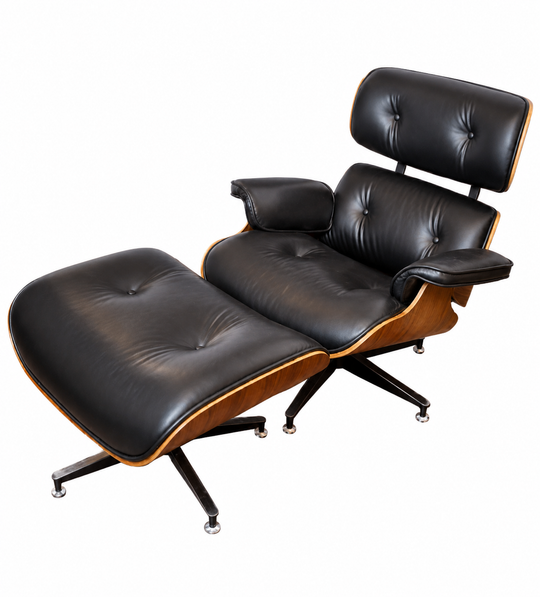 Sillón estilo Eames Ottoman Lounge negro