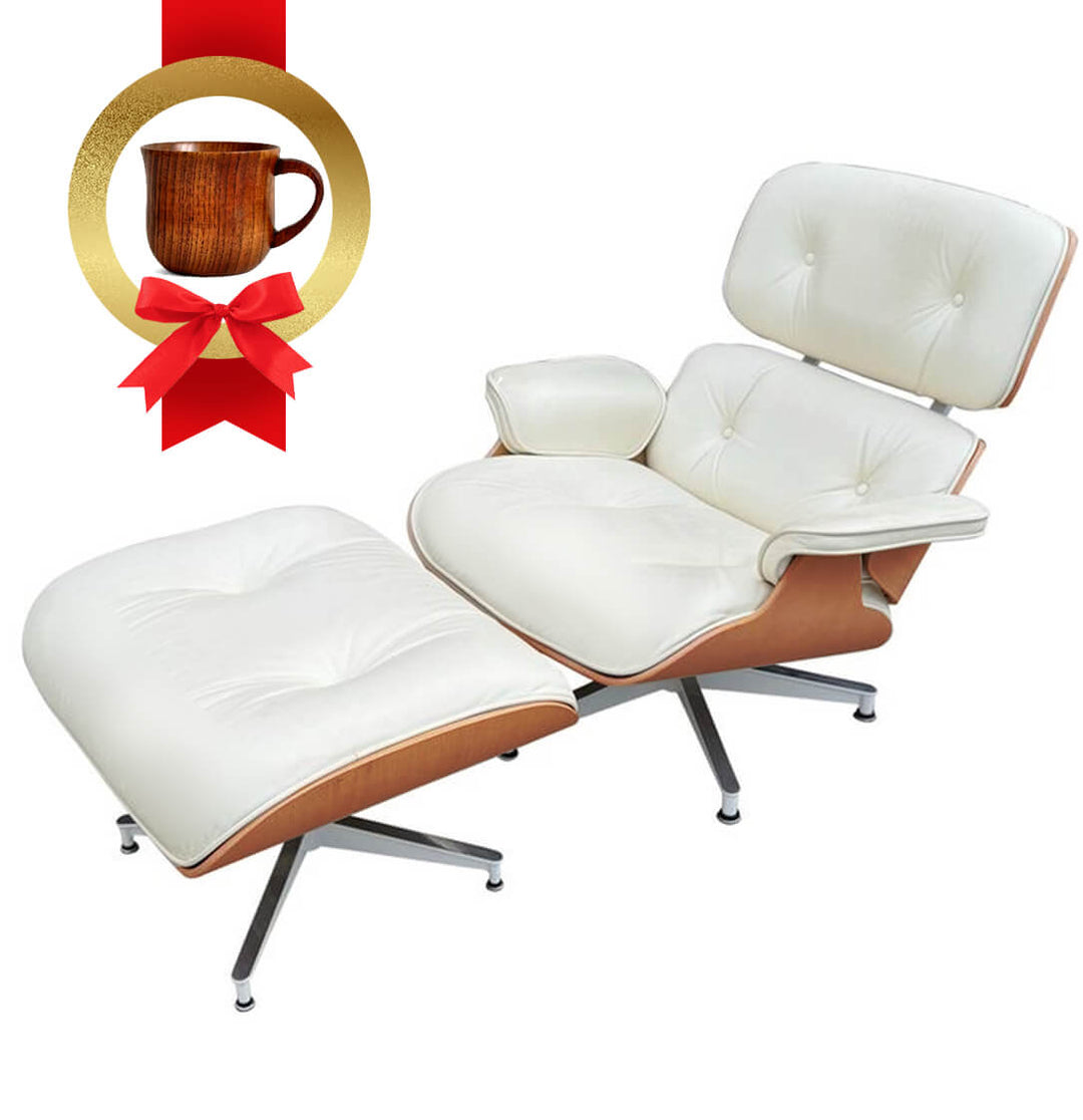 Sillón estilo Eames Ottoman Lounge Blanco