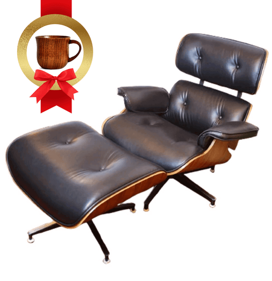 Sillón estilo Eames Ottoman Lounge negro